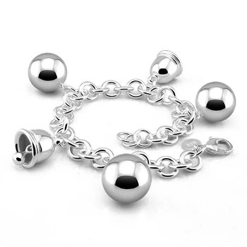 

New fashion 925 pure silver bell bracelet for girls Jewelry Glamor women silver Bracelet For Women Gift sterling silver jewelry