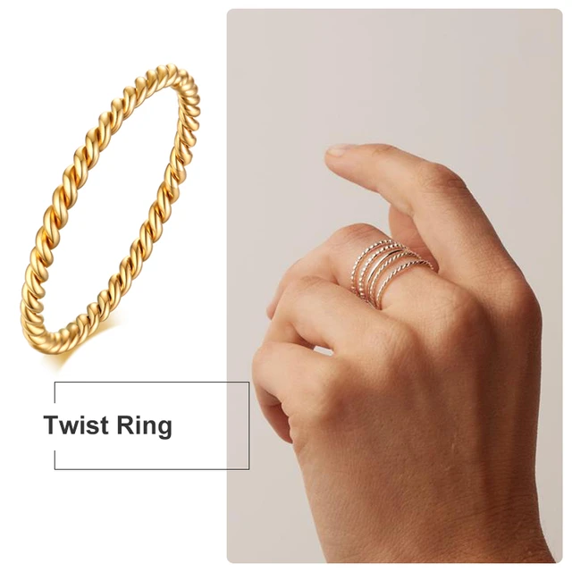 CLARA Real 925 Sterling Silver Twist Band Ring Size Adjustable, Rhodiu