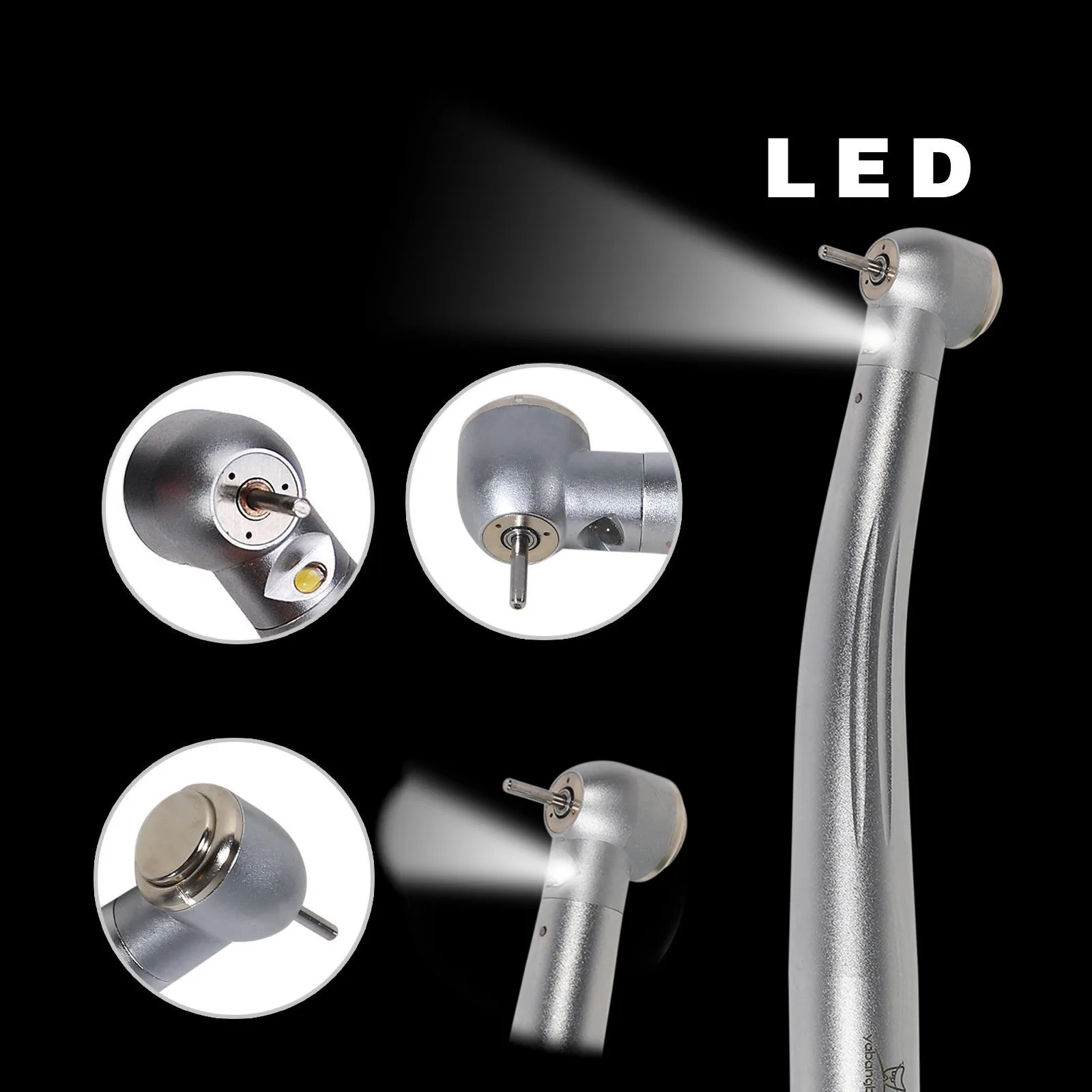 Dental High Speed Handpiece LED Self-Power E-generator Fiber Optic Push Button Air Turbine 2/4Hole Cartridge Rotor Fit NSK KAVO