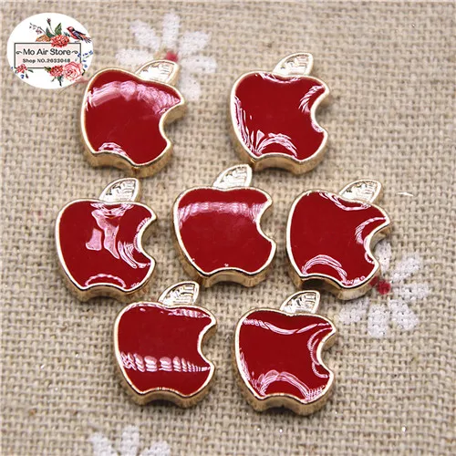red 50pcs 50 шт. 11x14 мм яблоко нежные многоцветные плоские кнопки домашние фигурки для сада Кабошон Скрапбукинг DIY аксессуары - Цвет: red 50pcs