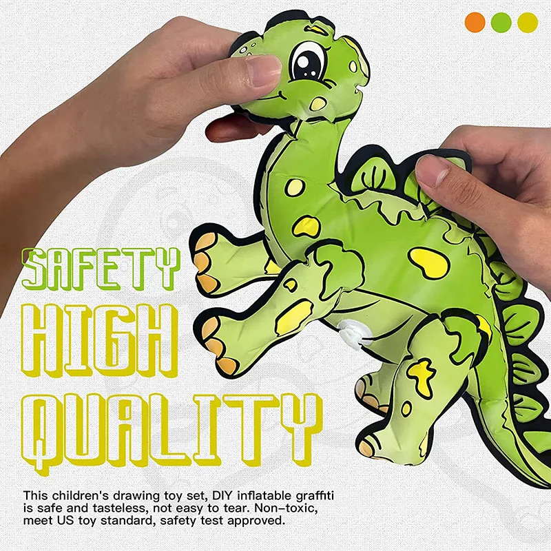 ArtCreativity Kids Inflatable Dinosaur Coloring Kit - 16 Piece Set