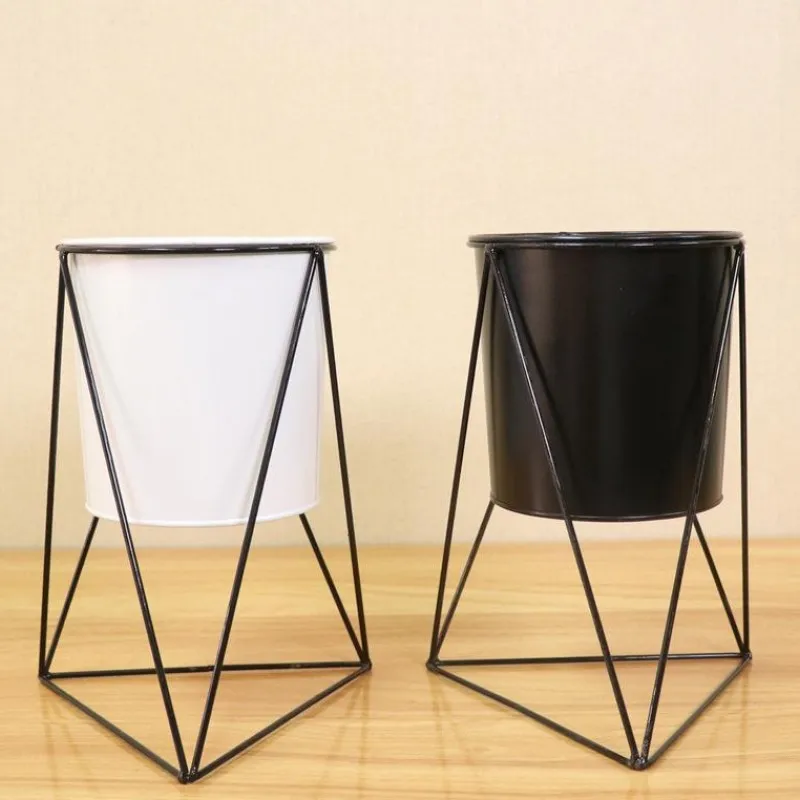 

Fashion Garden Home Office Decor Metal Flower Pot With Stand Holder Plant Container Flower Display Rack decorative shelves