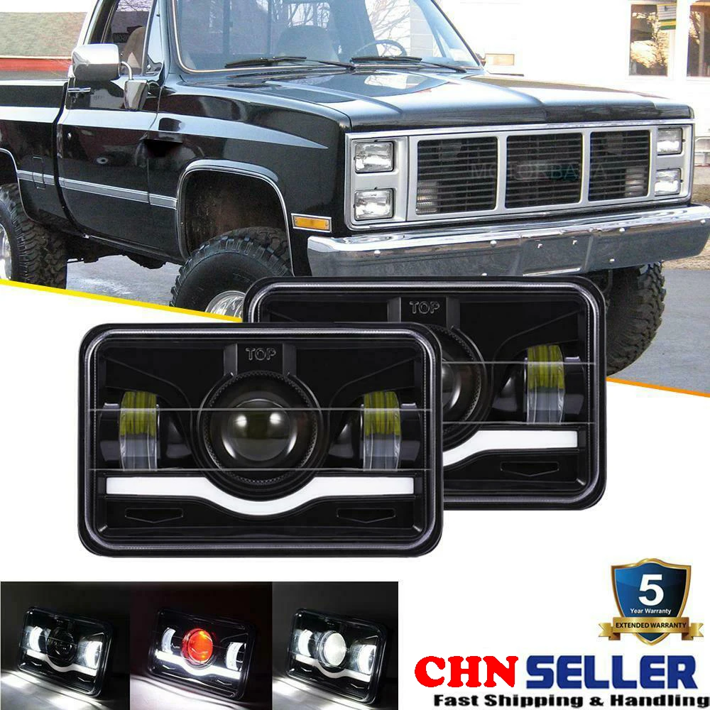 

1pcs 4x6" LED Headlights Hi/Lo Beam for Chevy C10 C20 C30 Camaro EI C5500 Kodiak and Chevrolet S10 1994 1995 1996 1997 Blazer