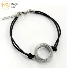 Кожаный браслет, стеклянный, нержавеющая сталь, плавающий браслет, ручная работа, многослойный, откидной, водонепроницаемый, магнитный браслет для женщин