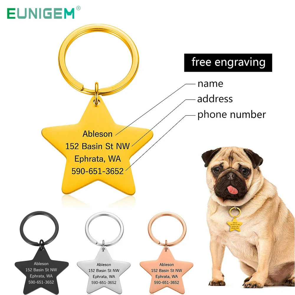 Pet ID Tags for Cats and Dogs Personalized Dog Stainless Steel Collar Accessories Tag Engraved Tel Sex Name | Украшения и