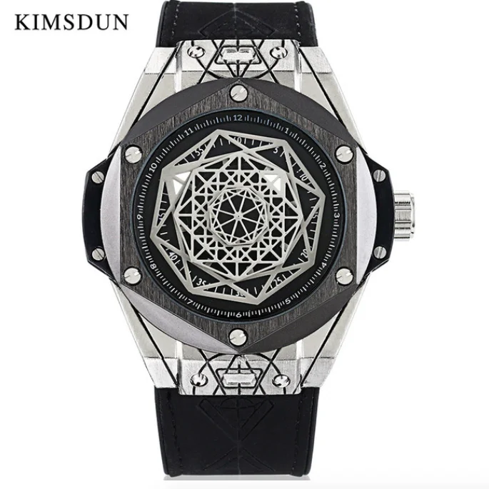 

Sports Mens Watches Top Brand Luxury Quatz Wristwatch Male Geomtric Polygon Silicone Waterproof Luminous Designer Gift Clock