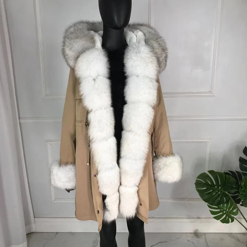 Новые чернобурки меховой парка пальто женские трикотажные silver fox меховой подкладке парки Черный зимой толстые Настоящее пальто с мехом теплые женские верхняя одежда - Цвет: 11