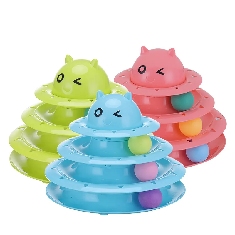

Pet Soft Pet Interactive Toys Cat Three-Tier Turntable Pet Intellectual Track Tower Funny Cat-Toy Plate Rotatable Turntable Toy