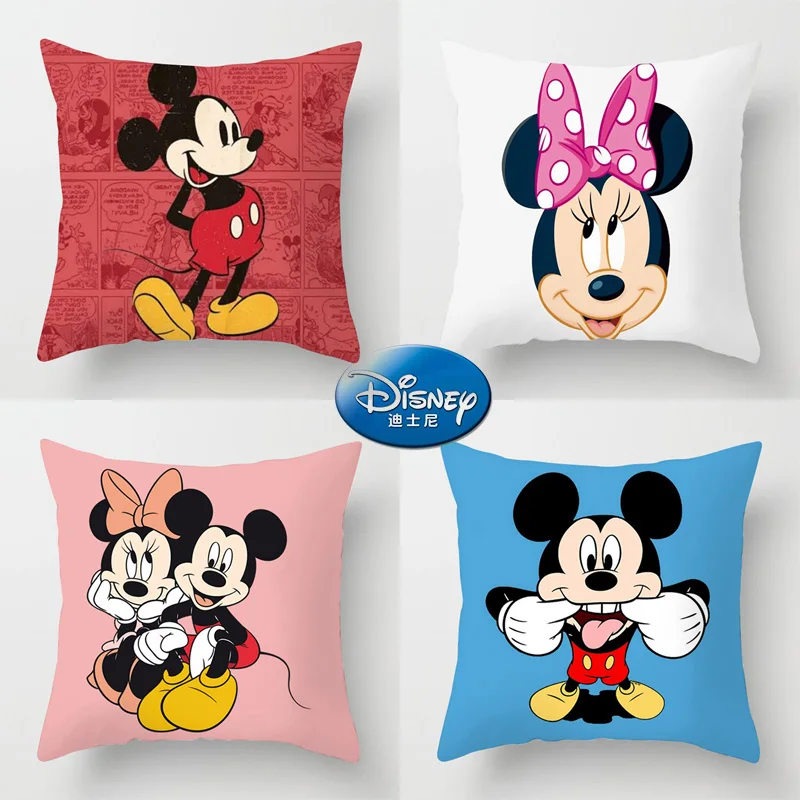 45x45cm Mickey Mouse housse de coussin Disney Minnie dessin animé taie d'oreiller décoration de la maison Textile à la maison