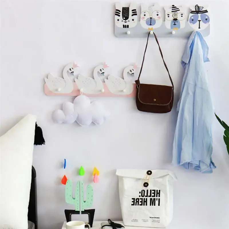 Swan-Wall-Hanger-With-3-Hook-Home-Decoration-Creative-Wall-Hanging-Hook-Wooden-Wall-Mounted-Hanger