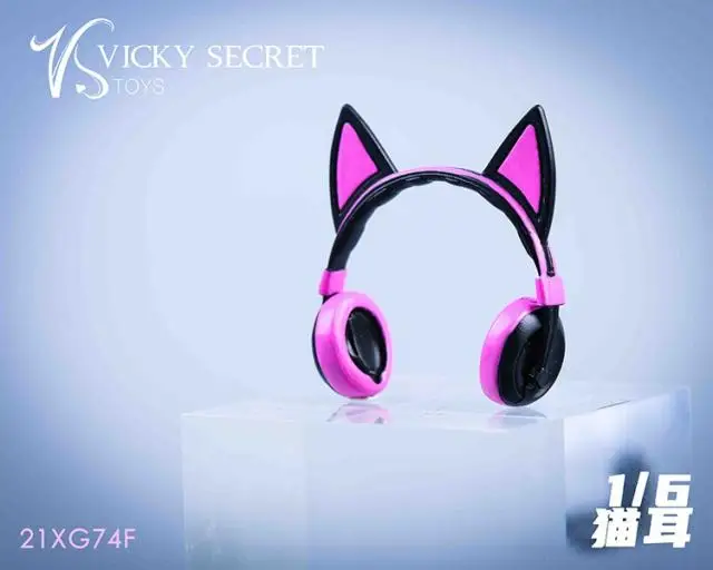 Vstoys-猫の耳のヘッドフォンモデル、1:6スケール、12インチの