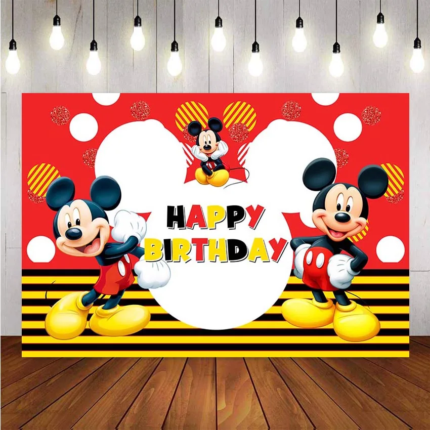 

NeoBack Photography background Cartoon Mickey Mouse Custom Child Birthday Party Photo Studio Backdrops Banner