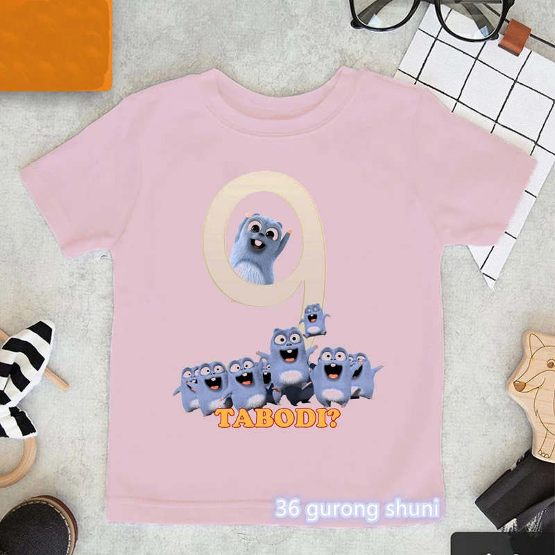 New Cute Kawaii Grizzly Bear And Lemming T Shirt Birthday Gift 2-9 Years Old Shirt Cartoon Kids Girls Baby Boys T shirt Tops 5