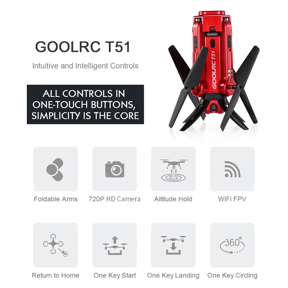 Оригинальная камера GoolRC T51 Rocket 360 2 4G 720P Wifi FPV градусов панорамная аэрофотосъемка