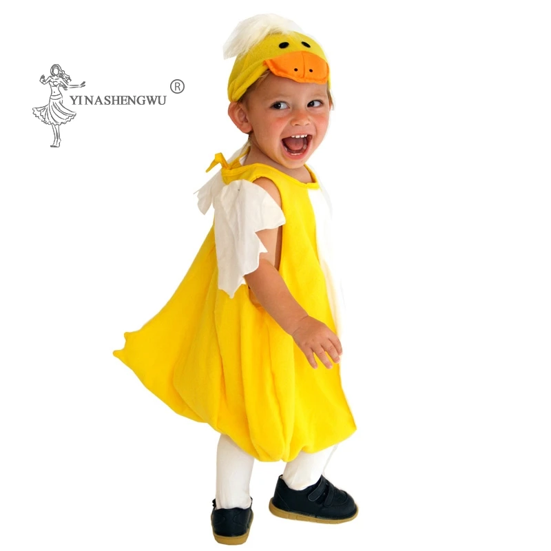 Animal Dress Up Little Duck Costume Baby Child Suits Cosplay Costume Children Kids Jumpsuits Sets Halloween Performance Clothes