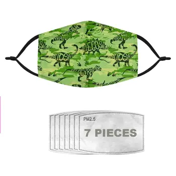 

NOISYDESIGNS Clouth Mouth Masks Kids Adults With 7pcs Filters Dinosaur Prints Nose Clip Anti Dust Reusable Masque Tissus Lavable