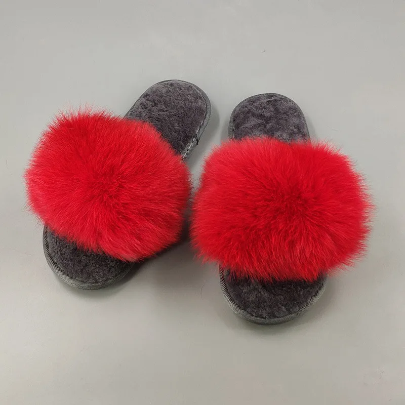 

Plush Slipper Women's Outer Wear Autumn & Winter 2019 New Style Fashion Fox Fur Online Celebrity Versatile Sheep Shearing Flat S