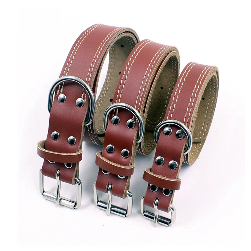 

1 Piece Genuine Leather Durable Pet Dog Collar Leather Puppy Cat Necklace for Small Medium Large Dog Chihuahua Collars
