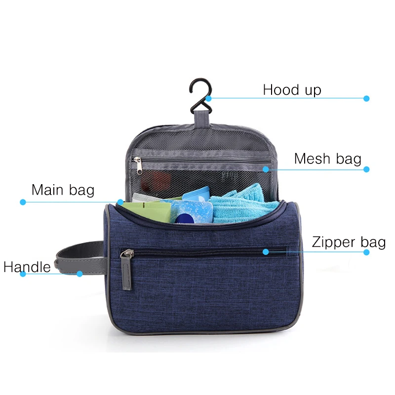 

High Quality Oxford Hanging Toiletry Bag Travel Cosmetic Kit Neutral Make Up Bag Organizer Storage Makeup Pouch Hanging Wash Bag