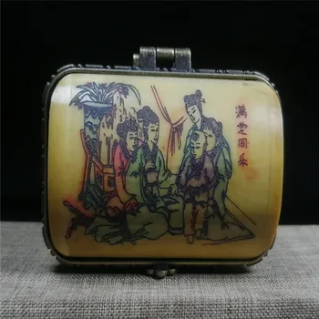 

China old Beijing old goods Cow bone carving jewelry box storage box