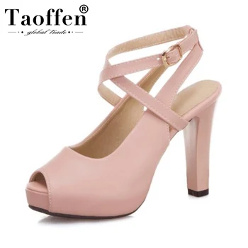 

Taoffen Women Party Sandals Office Ladies Summer Shoes Women Peep Toe Buckle Sandals Footwear Size 32-43
