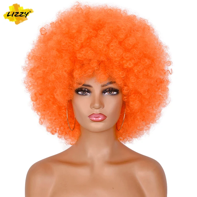 Short Afro Kinky Curly Hair Wigs For Black Women African Synthetic Fluffy And Soft Natural Looking High Temperature Wig Lizzy Yellow