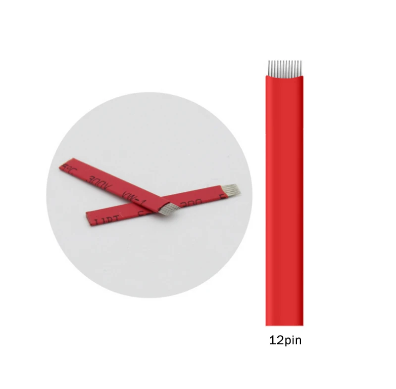 50 шт./партия Rood 0,25 12/14 Pin Platte затенение микроблейдинг татуировки Naalden Permanente Make Handmatige Wenkbrauw лезвие Microbl