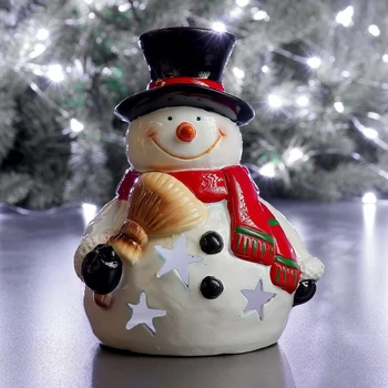 

Figure with illumination "snowman with a broom" 13 х11х17см 3865026