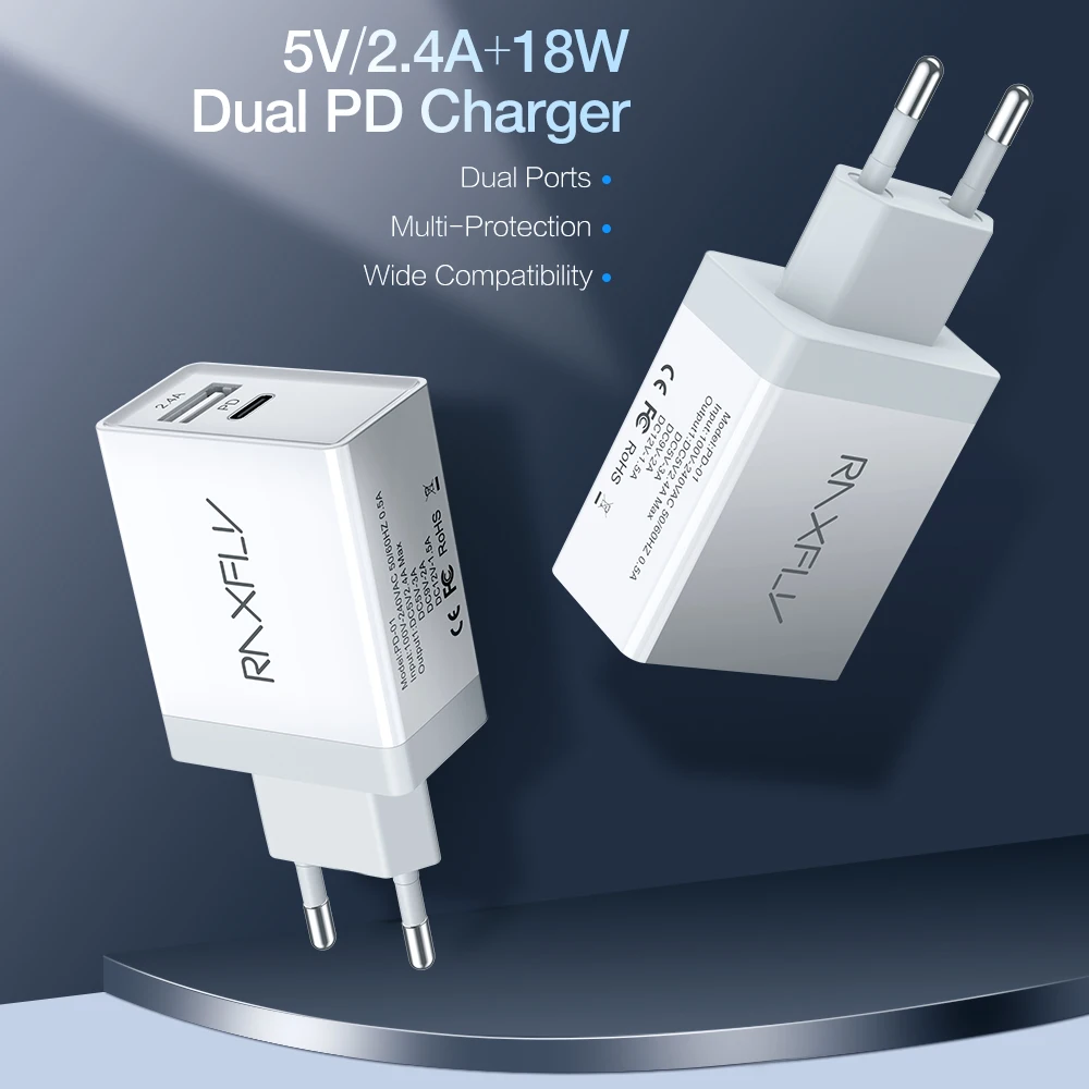 

RAXFLY Quick Charge 3.0 18W QC 3.0 Fast charger USB portable Charging Mobile Phone Charger For iPhone 11 Samsung Xiaomi Huawei