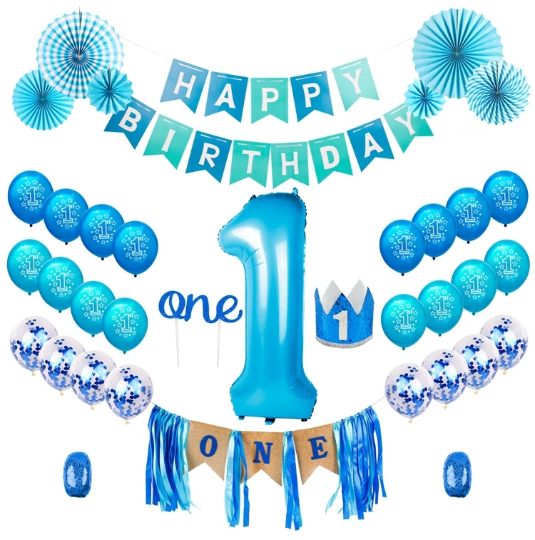

1st Birthday Party Decoration First Birthday Boy Party Decor Baby Shower 1 Year Birthday Balloons Banner Set