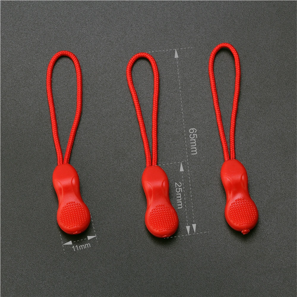 10Pcs Calabash Head Zipper Puller Clothing Plastic Zipper Head Compact Pulling Rope Luggage Bag Tail Rope for