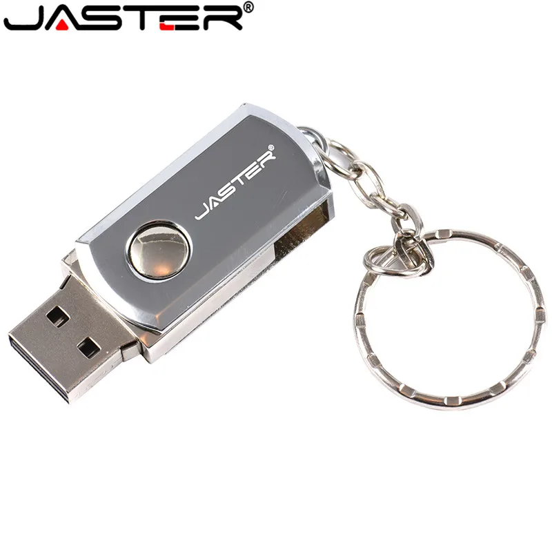 JASTER  Metal USB Flash Drive Rotation Pen Drive 4GB 8GB 16GB 32GB 64GB Real Capacity Pendrive USB Memory Stick with Key Chain