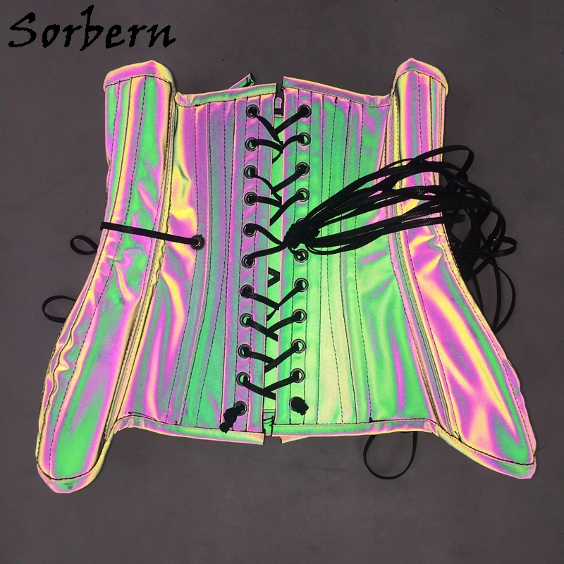 Sorbern Customized Corset Women Reflective Studs Punk Styles Lace Up Slim Fit Women Sm Crosets Steel Bonings Underbust