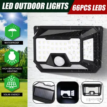 

66 LED Beads Solor Light Outdoor Lights Solor Panel 120 Degrees Angle Motion Sensor Waterproof ABS Plastic LED Garden Lamp