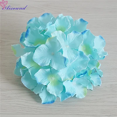mint green 10 шт 20 см большая шелковая Гортензия Цветок голова с длинным стволом искусственные шелковые цветы для свадебного украшения DIY Цветочные настенные принадлежности - Цвет: mint green