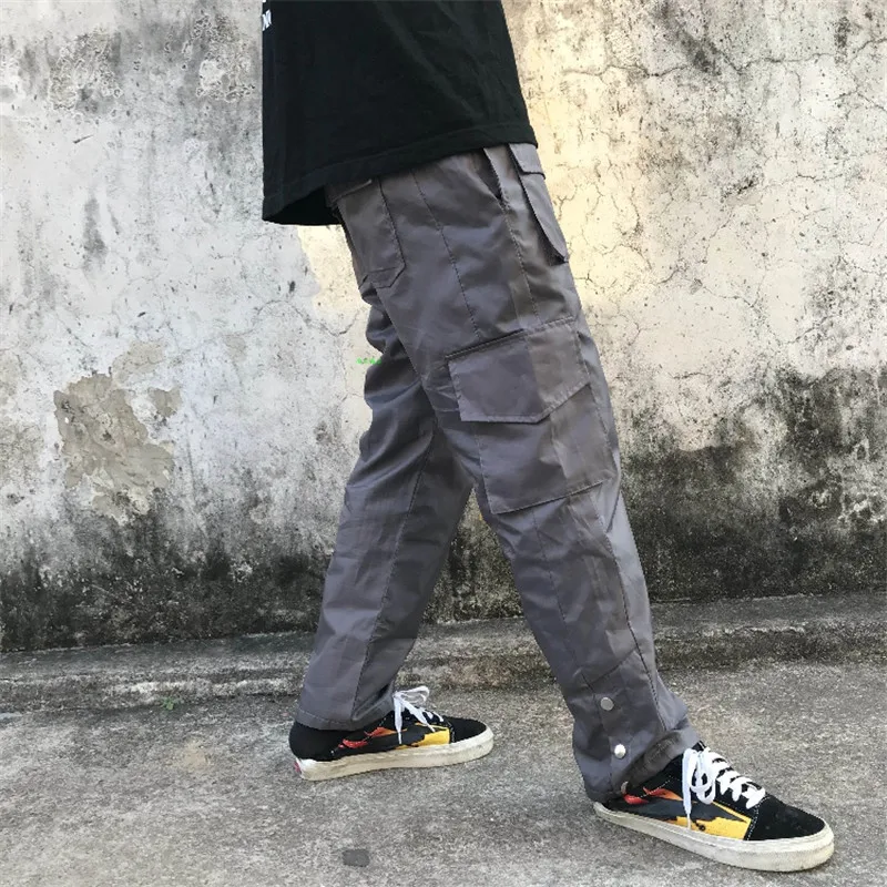 Rhude брюки мужские женские повседневные высокое качество Rhude брюки карго мульти-карман Пряжка для брюк подкладка сетка нейлон оснастка