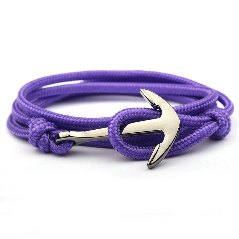 Adjustable Paracord Anchor Bracelet Woman Men Charm Bracelets Alloy Anchor Nylon Rope Chain Armband Vintage Bracelets& Bangles - Окраска металла: 2-13