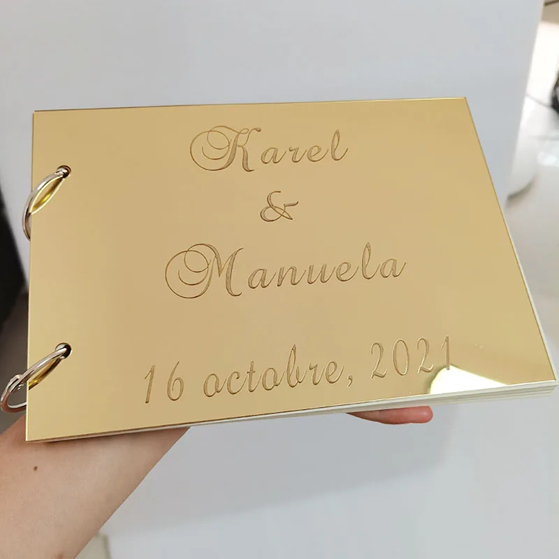 Acrylic Mirror White Blank Guestbook Wedding Signature Guest Book Personalized Baptism Event & Party Decor Favors Gifts