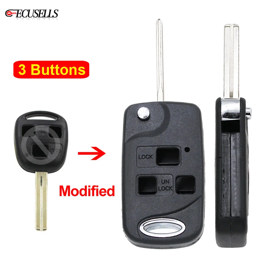 Складная откидная оболочка ключа дистанционного управления чехол с 3 кнопками