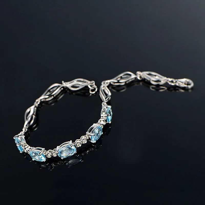 Bague Ringen роскошный 925 пробы Серебряный Аквамариновый браслет для женщин Свадебная вечеринка драгоценный камень ювелирные изделия, браслеты аксессуары