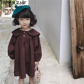 

2020 fashion girl long sleeve dress for children kids clothes princess dresses solid color baby girls clothing outfits G082