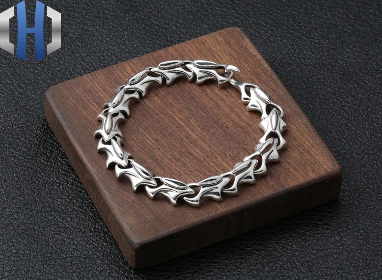 S925 Стерлинговое серебро, ювелирные изделия, тайское серебро, креативный властный мужской браслет, индивидуальная популярная простая серебряная цепочка на запястье