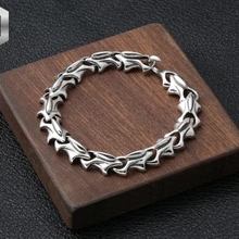 S925 Стерлинговое серебро, ювелирные изделия, тайское серебро, креативный властный мужской браслет, индивидуальная популярная простая серебряная цепочка на запястье