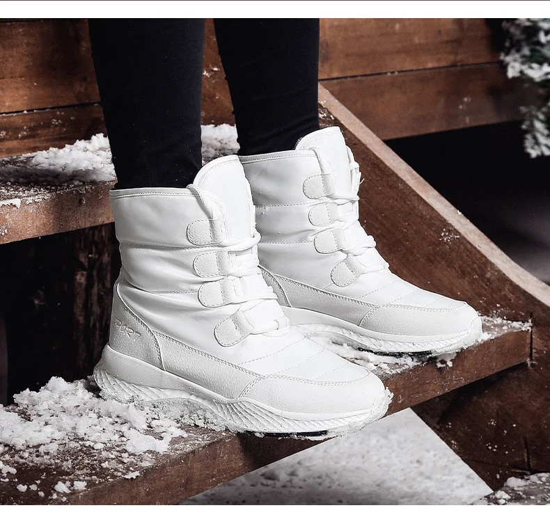 TUINANLE Women Boots Winter White Snow Boot Short Style Water-resistance Upper Non-slip Quality Plush Black Botas Mujer Invierno