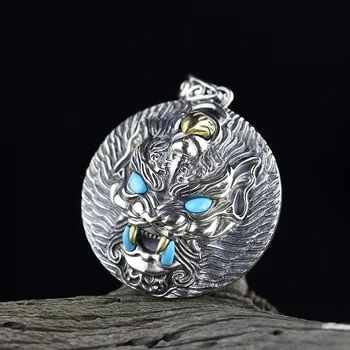 

silver sterling silver national wind south red hoard of both men and women do old the mythical wild animal pendant cross-border