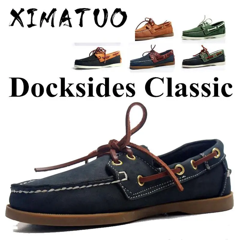 Mens Casual Genuine Leather Docksides Deck Lace Up Moccain Boat Loafers Shoes Driving Fashion Unisex Plus Size Handmade shoes