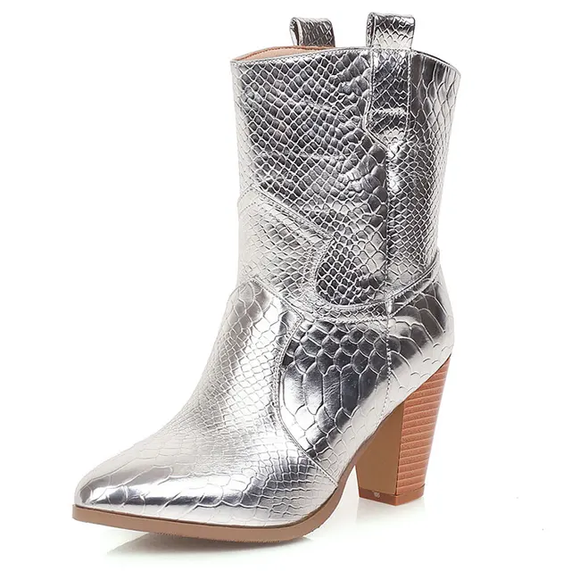 silver western ankle boots