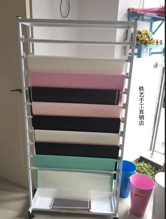 Hanging fabric sample fabric storage rack flowers wrapping paper ribbon ribbon florist shelf scarf silk scarf display shelf 5