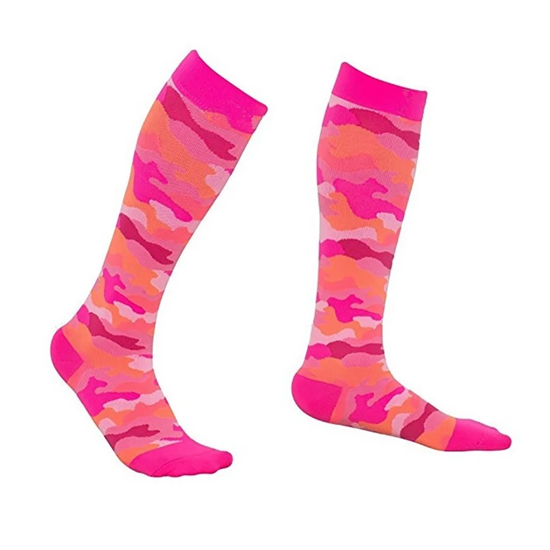 Камуфляжные Компрессионные носки для женщин и мужчин, Гольфы с принтом, полиэфирные нейлоновые Чулочные изделия, обувь для спорта на открытом воздухе, повседневные носки - Цвет: RED