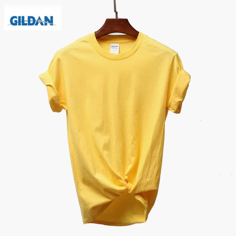 Однотонная футболка GILDAN черно-белая из 100% хлопка летняя для скейтборда девушек